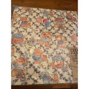 Vintage Gift Wrap Paper, Teddy Bears, Balloons, Blocks, Flowers 1980's